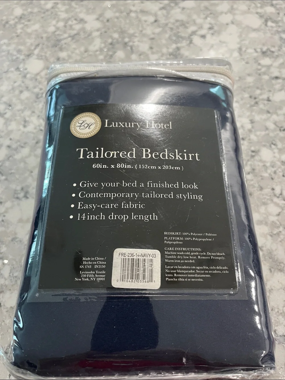 Luxury Hotel Tailored Bedskirt in Navy